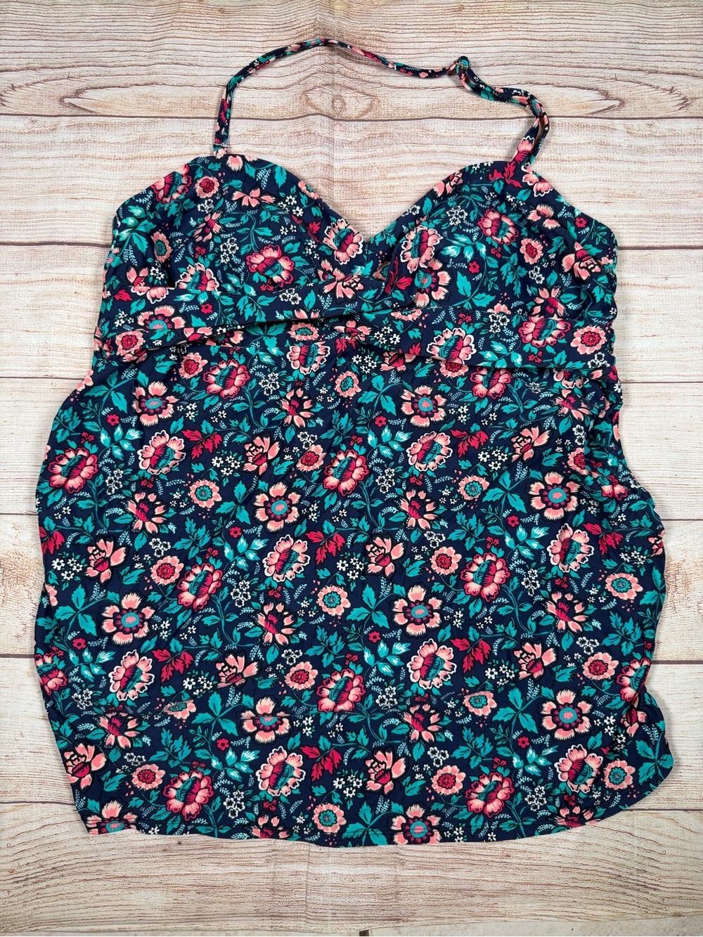 Isabel Maternity by Ingrid & Isabel Navy Floral Halter Tankini Top